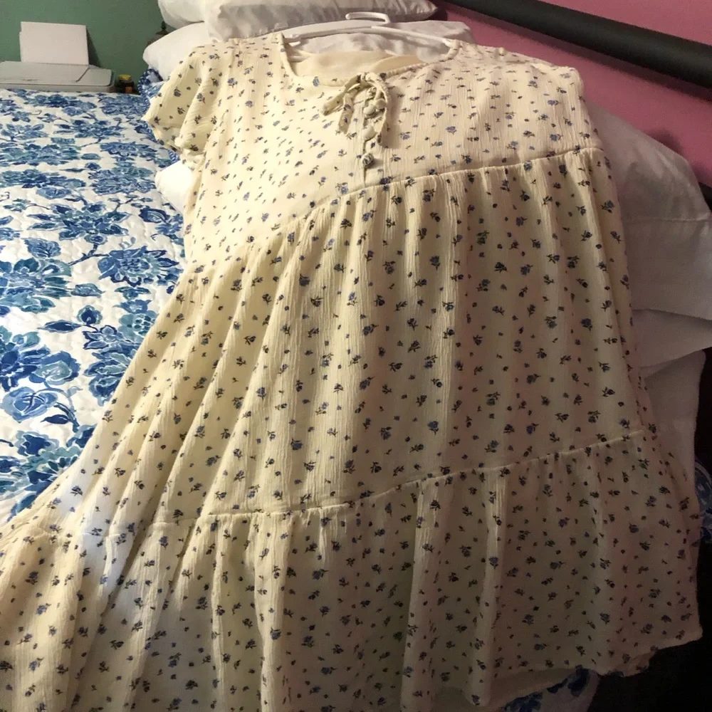 First Pic Copy American Eagle Fit & Flare Tiered Babydoll Knee Length Dress EUC - Picture 7 of 12